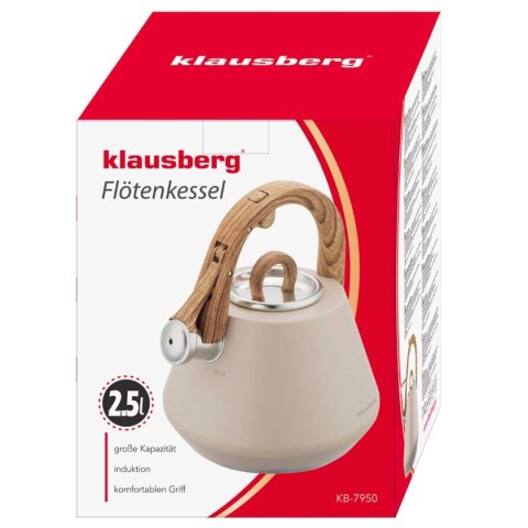 CZAJNIK STALOWY Z GWIZDKIEM 2,5L KLAUSBERG KB-7950 BEŻOWY