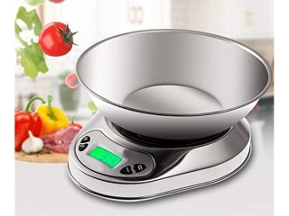 Elektroniczna waga kuchenna z misą 5kg/1g cyfrowa precyzyjna metalowa