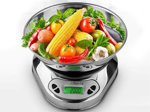 Elektroniczna waga kuchenna z misą 5kg/1g cyfrowa precyzyjna metalowa