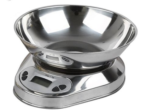 Elektroniczna waga kuchenna z misą 5kg/1g cyfrowa precyzyjna metalowa