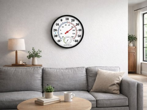 Termometr higrometr wilgotności analogowy pokojowy ścienny wiszący okrągły