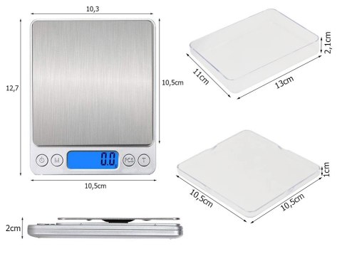 Waga jubilerska kuchenna 2000g 2kg lcd cyfrowa 0,1g precyzyjna gramowa