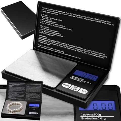 Waga kieszonkowa jubilerska 500g/0,1g precyzyjna gramowa elektroniczna