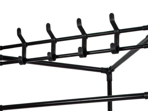 Wieszak narożny stojący na ubrania z półkami na buty metalowa garderoba