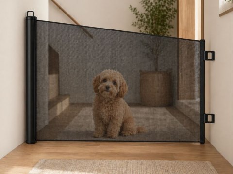 Bramka zabezpieczająca dla psa siatka ochronna 80x150 cm rozsuwana barierka