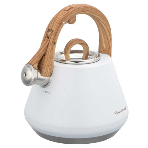 CZAJNIK STALOWY Z GWIZDKIEM 2,5L KLAUSBERG KB-9061 BIAŁY