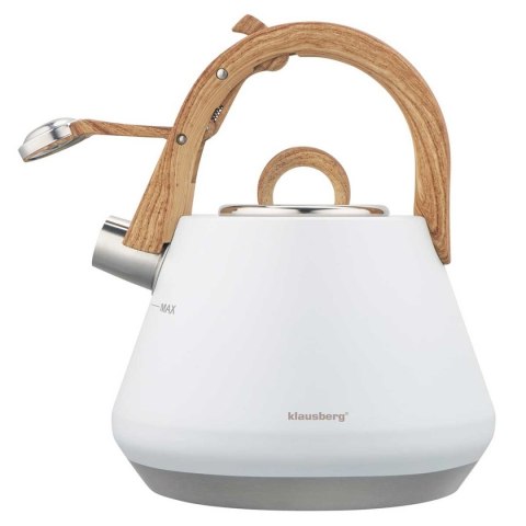CZAJNIK STALOWY Z GWIZDKIEM 2,5L KLAUSBERG KB-9061 BIAŁY