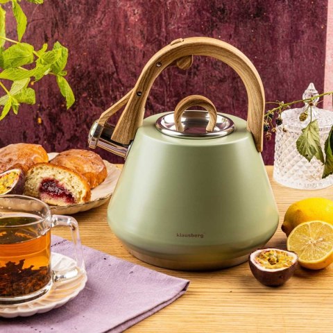 CZAJNIK STALOWY Z GWIZDKIEM 2,5L KLAUSBERG KB-9061 BIAŁY
