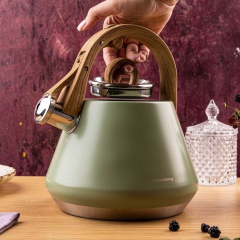CZAJNIK STALOWY Z GWIZDKIEM 2,5L KLAUSBERG KB-9061 BIAŁY