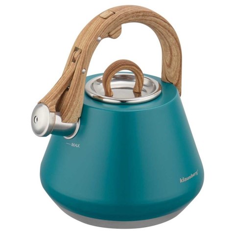CZAJNIK STALOWY Z GWIZDKIEM 2,5L KLAUSBERG KB-9063 TURKUSOWY