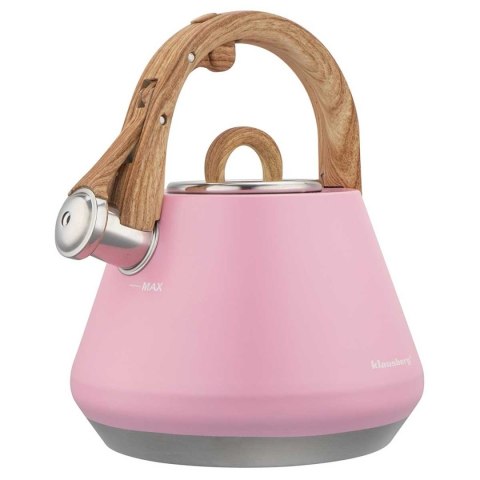 CZAJNIK STALOWY Z GWIZDKIEM 2,5L KLAUSBERG KB-9064 RÓŻOWY