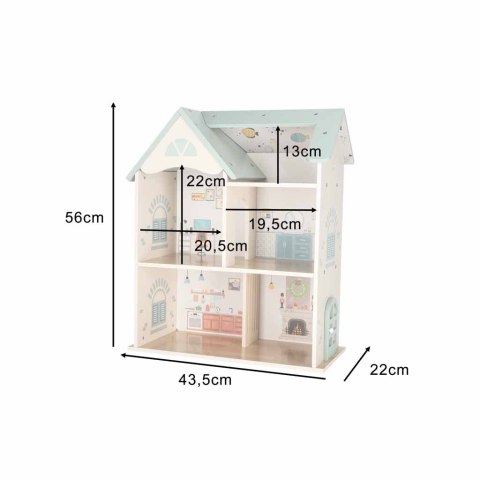 Domek dla lalek drewniany LULILO mebelki figurki 56cm miętowy