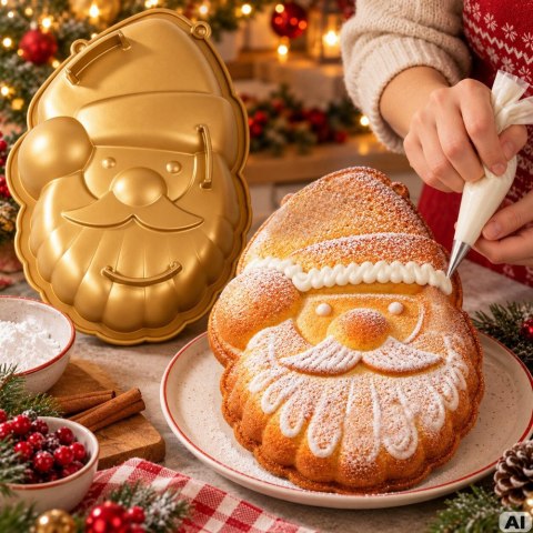 Forma do pieczenia mikołaj duża na ciasto silikonowa na boże narodzenie