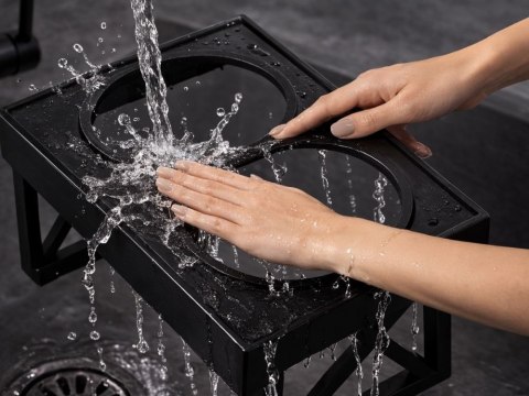 Miska dla psa kota podwyższona podwójna na stojaku 2x duża stal nierdzewna