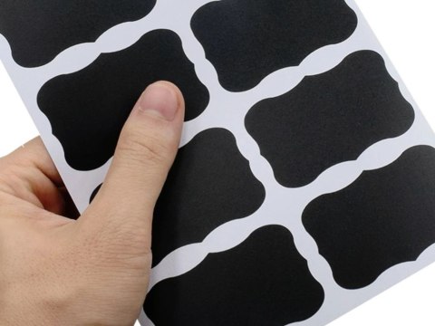 NAKLEJKI ETYKIETY NA PRZYPRAWY SŁOIKI 192 SZT CZARNE + BIAŁY MARKER KREDOWY