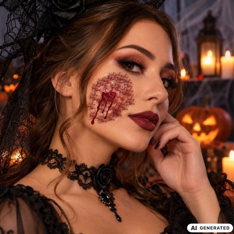 Sztuczna rana makijaż na halloween do malowania blizny rany makeup skóra