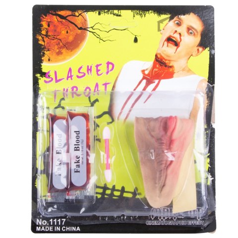 Sztuczna rana podcięte gardło z 10ml sztucznej krwi dodatek na halloween