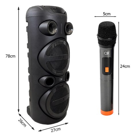 Duży głośnik bezprzewodowy bluetooth przenośny usb radio fm aux karaoke