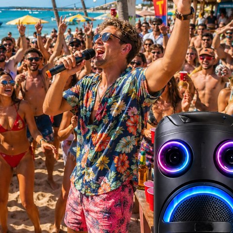 Duży głośnik bezprzewodowy bluetooth przenośny usb radio fm aux karaoke