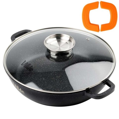 GARNEK GRANITOWY PŁASKI PATELNIA 4,7L 32cm Z POKRYWĄ Z AROMATYZEREM TERRUNA 199109