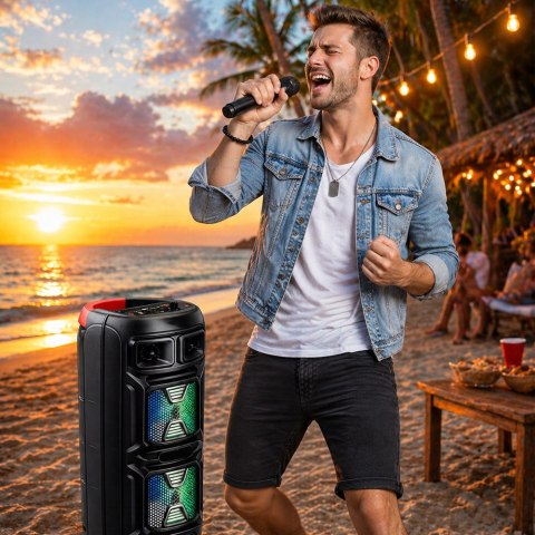 Głośnik bezprzewodowy bluetooth przenośny usb radio fm aux karaoke duży