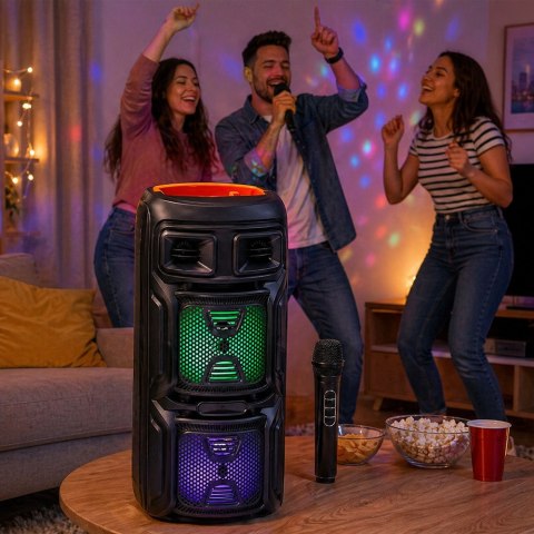 Głośnik bezprzewodowy bluetooth przenośny usb radio fm aux karaoke duży