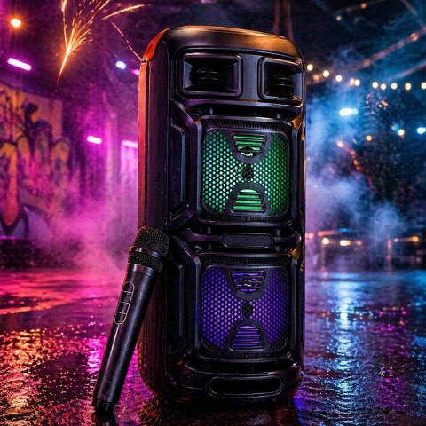 Głośnik bezprzewodowy bluetooth przenośny usb radio fm aux karaoke duży