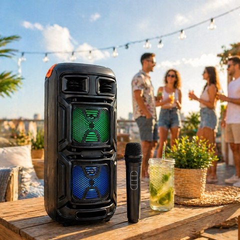 Głośnik bezprzewodowy bluetooth przenośny usb radio fm aux karaoke duży