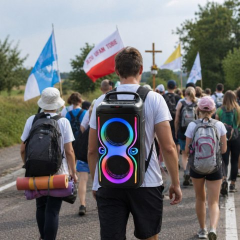 Głośnik bezprzewodowy bluetooth przenośny usb radio fm aux karaoke plecak