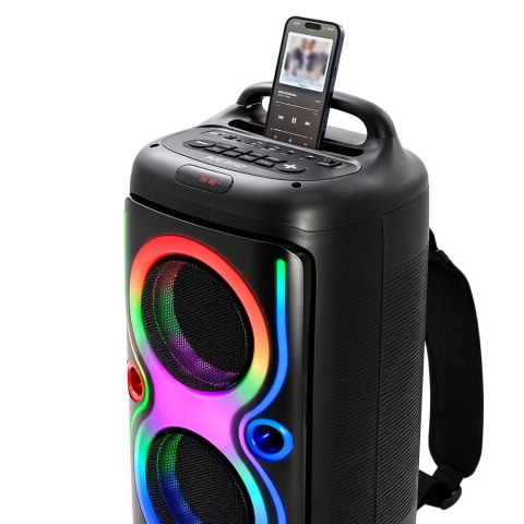Głośnik bezprzewodowy bluetooth przenośny usb radio fm aux karaoke plecak