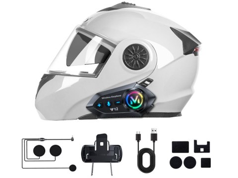 Interkom motocyklowy bluetooth y12 pro dla motocyklistów asystent głosowy