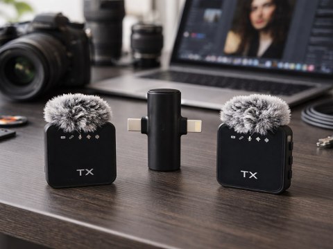 Mikrofon bezprzewodowy krawatowy do telefonów laptopa transmisji 2szt