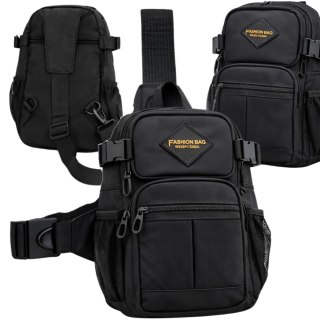 Nerka męska saszetka na ramię torba crossbody wiele kieszeni czarna