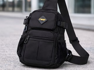 Nerka męska saszetka na ramię torba crossbody wiele kieszeni czarna