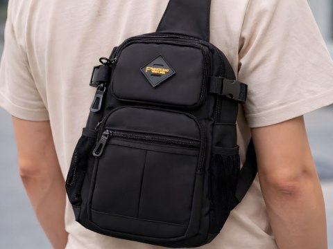 Nerka męska saszetka na ramię torba crossbody wiele kieszeni czarna