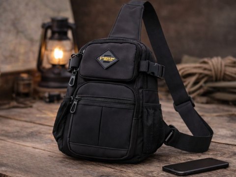 Nerka męska saszetka na ramię torba crossbody wiele kieszeni czarna