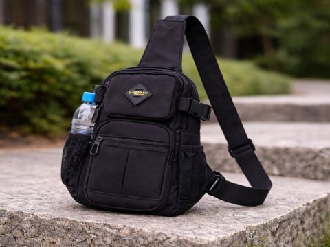 Nerka męska saszetka na ramię torba crossbody wiele kieszeni czarna