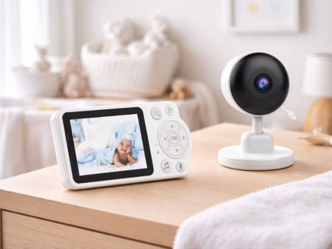 Niania elektroniczna kamera mikrofon na żywo tryb nocny lcd kołysanki alarm