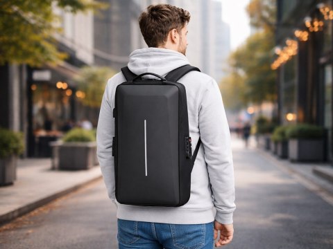 Plecak biznesowy antykradzieżowy usztywniany na laptop zamek szyfrowy duży