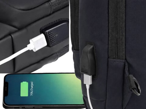 Plecak miejski na jedno ramię nerka usb wodoodporny antykradzieżowy szyfr