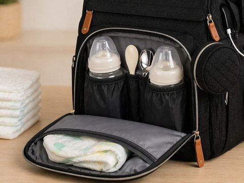 Plecak wielofunkcyjny z łóżeczkiem usb organizer duży pojemny mommy bag