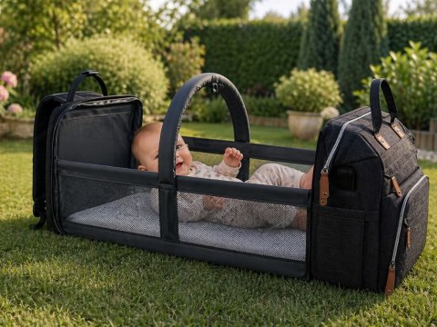 Plecak wielofunkcyjny z łóżeczkiem usb organizer duży pojemny mommy bag