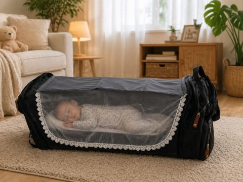 Plecak wielofunkcyjny z łóżeczkiem usb organizer duży pojemny mommy bag