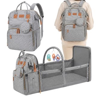 Plecak wielofunkcyjny z łóżeczkiem usb organizer duży pojemny mommy bag