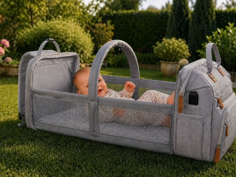 Plecak wielofunkcyjny z łóżeczkiem usb organizer duży pojemny mommy bag