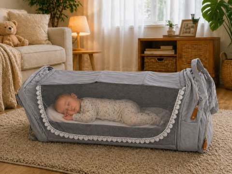Plecak wielofunkcyjny z łóżeczkiem usb organizer duży pojemny mommy bag