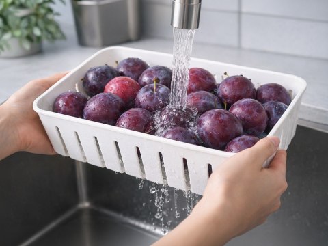 Pojemnik box pudełko z przegródkami na żywność z pokrywką biały owoce