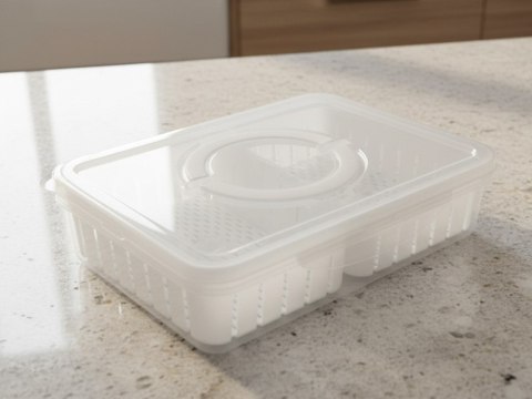 Pojemnik box pudełko z przegródkami na żywność z pokrywką biały owoce