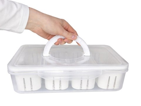 Pojemnik box pudełko z przegródkami na żywność z pokrywką ociekacz owoce