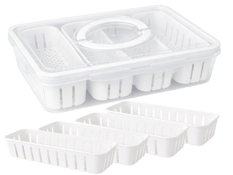 Pojemnik box pudełko z przegródkami na żywność z pokrywką ociekacz owoce